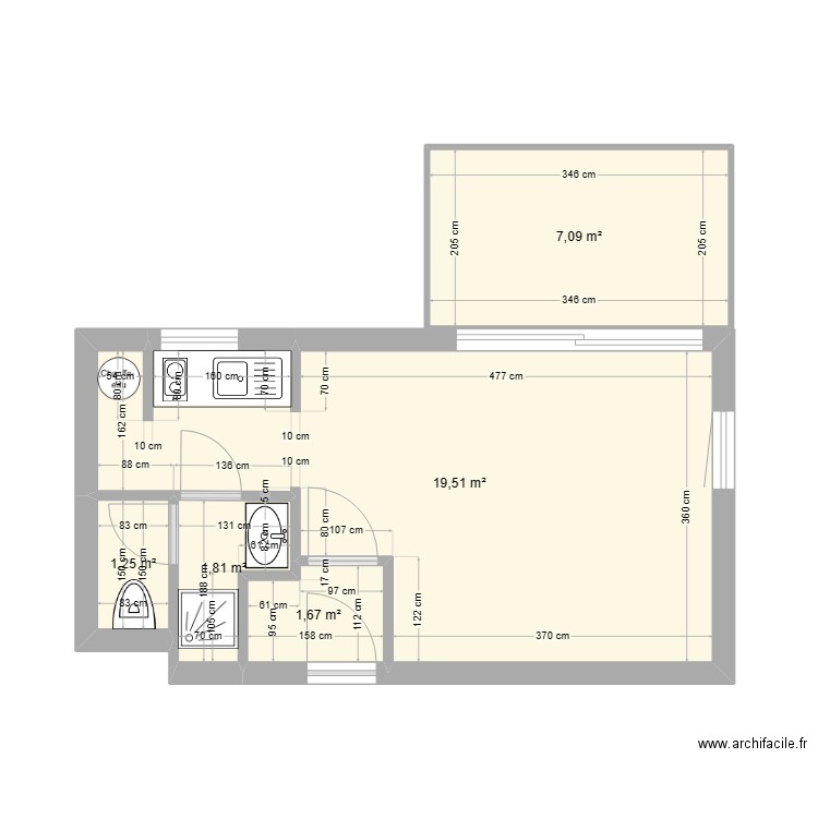 Studio. Plan de 0 pièce et 0 m2