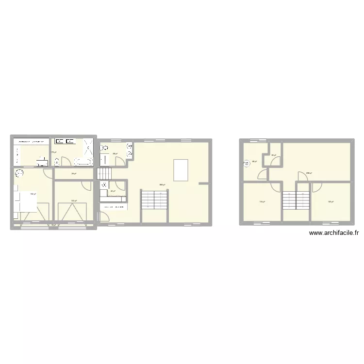 renovation Marie. Plan de 13  et 167 m²