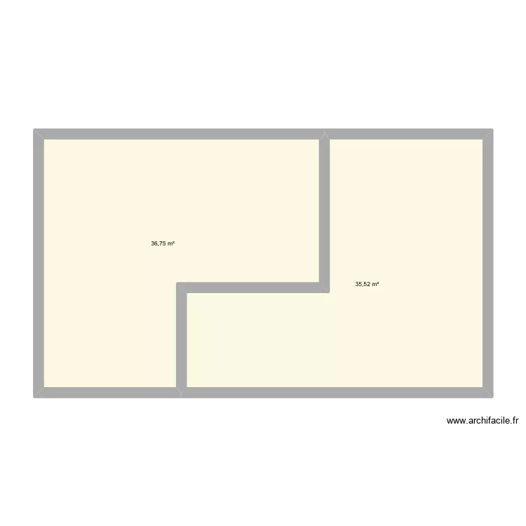 Pi&egrave;ce. Plan de 2 Pièces et 72 m²