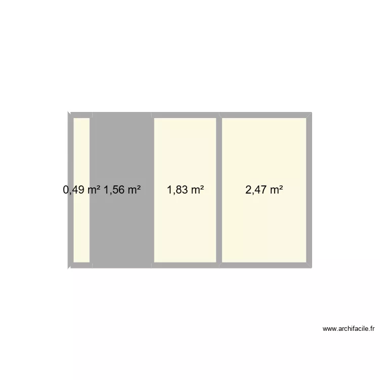 porte. Plan de 4 Pièces et 6 m²