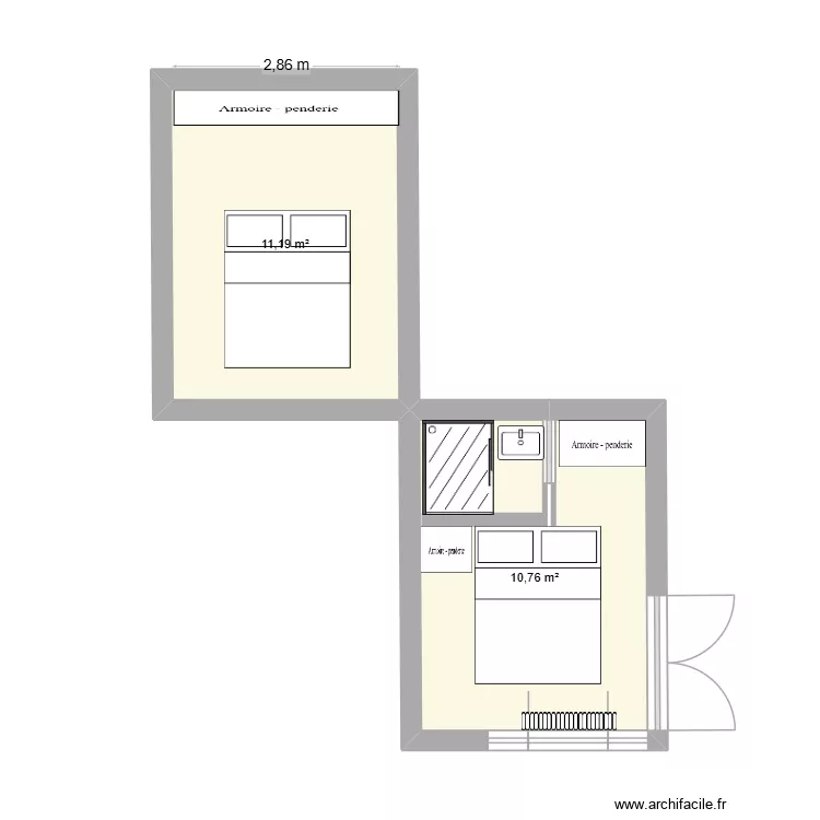 CHAMBRE A&P. Plan de 2 et 22 m² CHAMBRE A&P. Plan de 2 et 22 m²