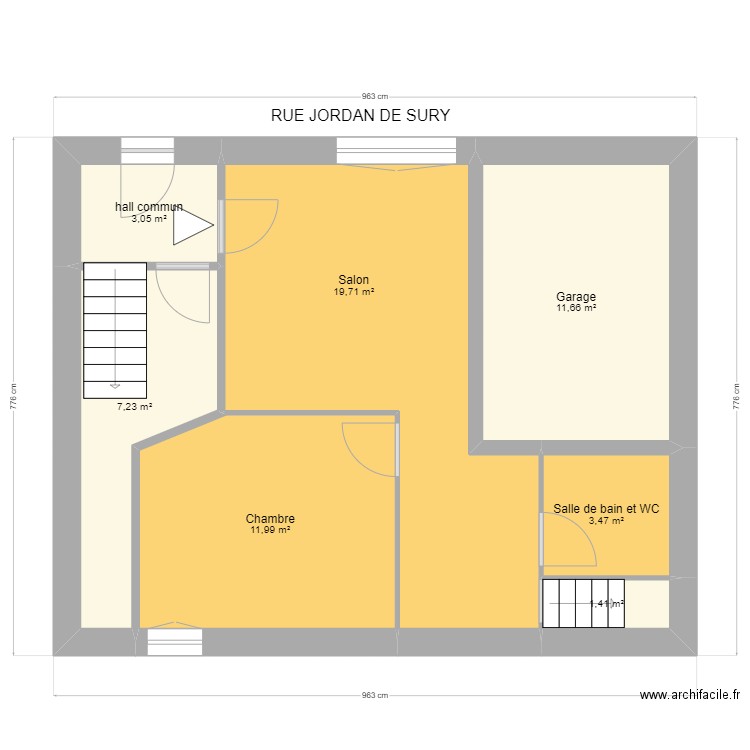 NEYRET. Plan de 7 pièces et 59 m2