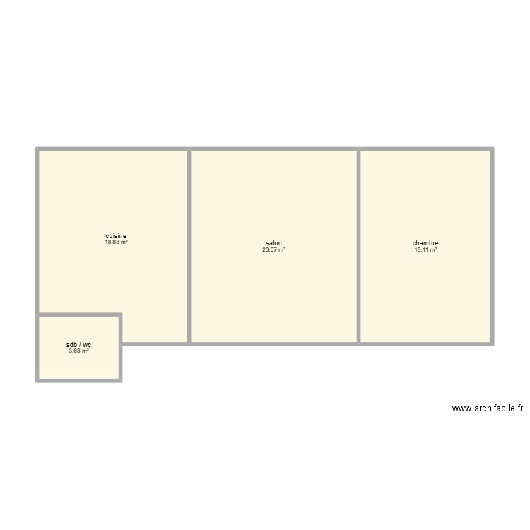 T2 R+2 COTE JARDIN. Plan de 4 pièces et 64 m2