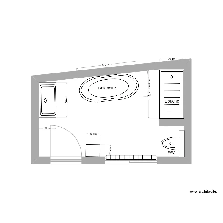 Bur Fontenay. Plan de 1  et 10 m²