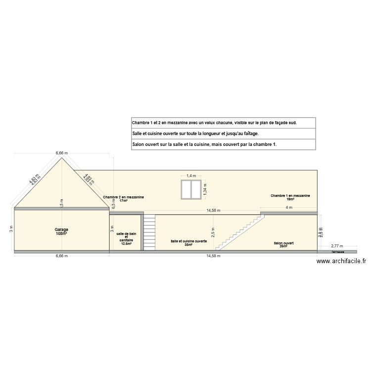 plan de coupe. Plan de 0 pièce et 0 m2
