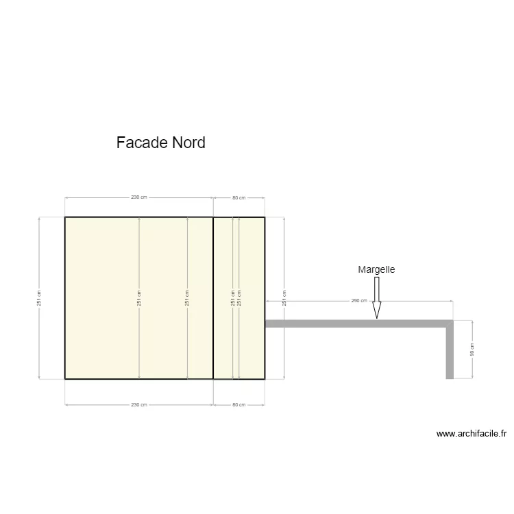 Extension cave fa&ccedil;ade nord. Plan de 