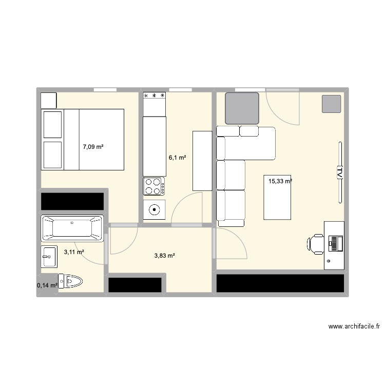 appartement . Plan de 9 pièces et 39 m2