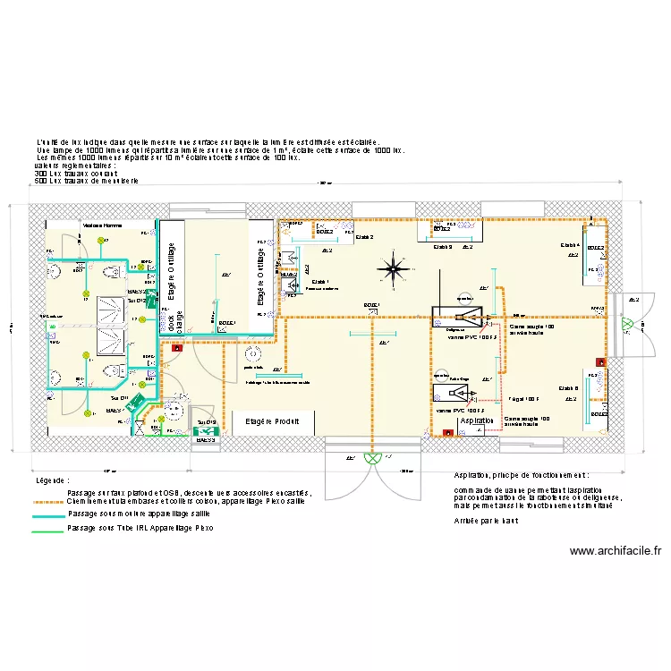 Local technique Implantation B.D V2401 Dialux. Plan de 