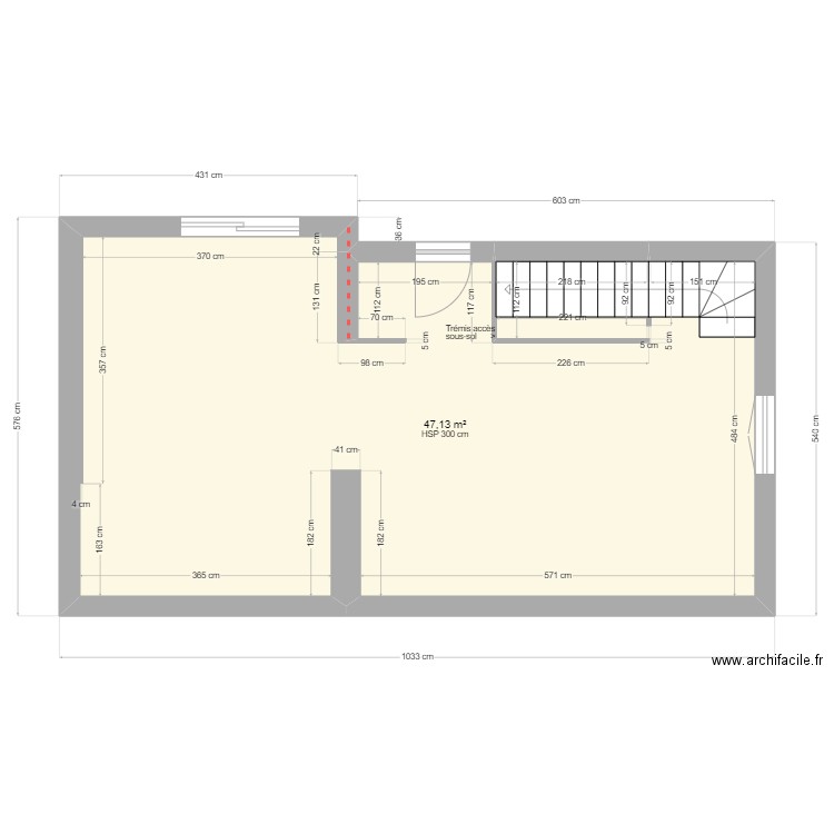 BOUSCAT R0. Plan de 1 pièce et 47 m2