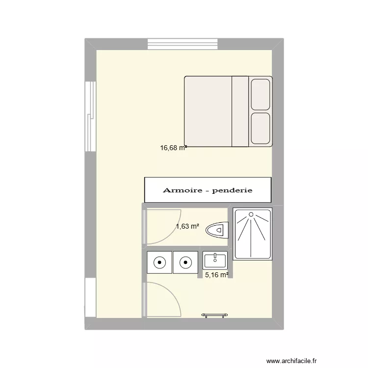 priscillia 3. Plan de 3 Pièces et 23 m²