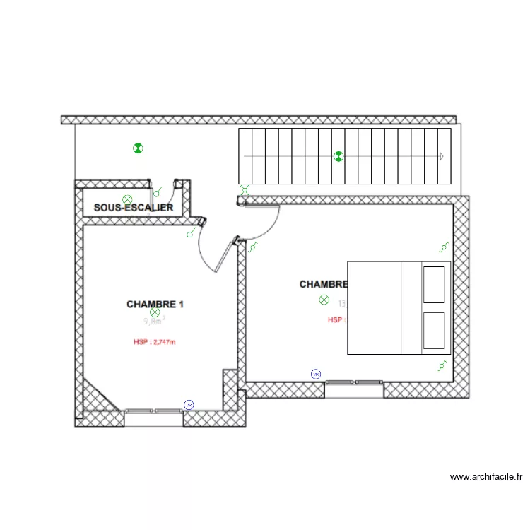 1er interrupteur+eclairage. Plan de 