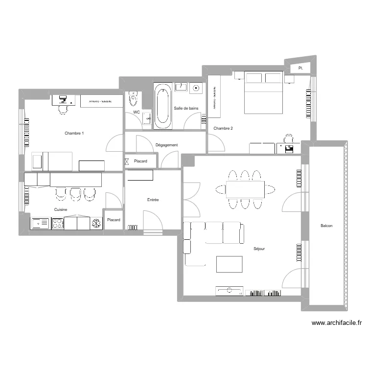 Galmard meubl&eacute;. Plan de 