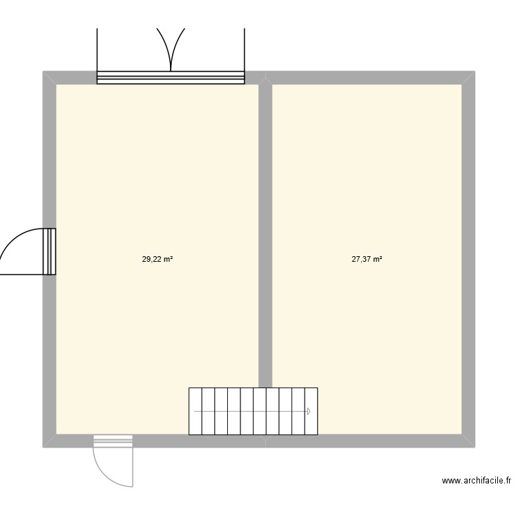 Trélu_Grange. Plan de 2 pièces et 57 m2