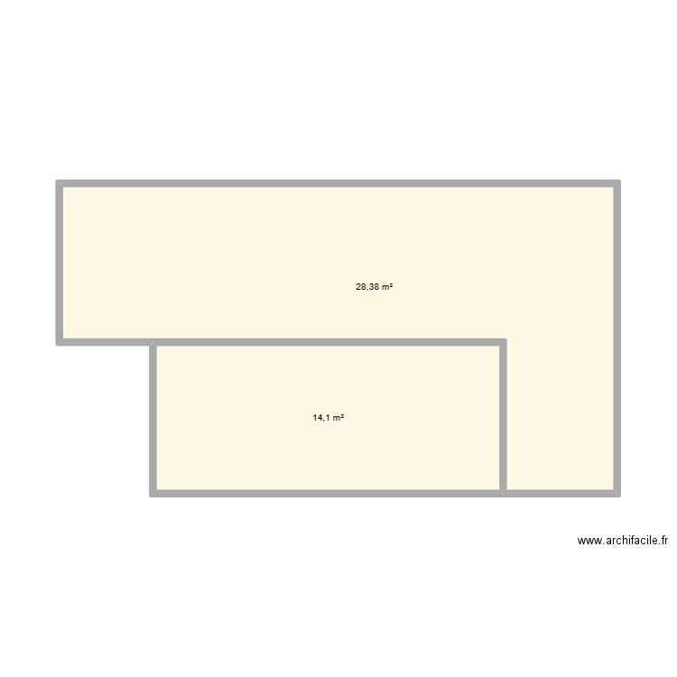 plan 1er etage. Plan de 2 pièces et 42 m2