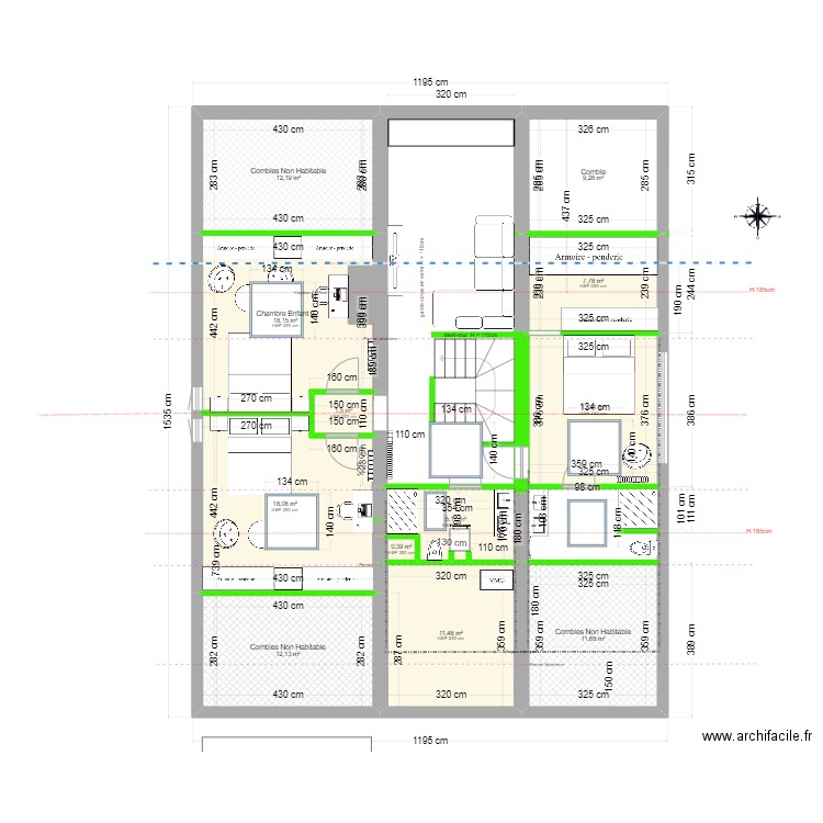 2590 Entredozon - Final - SDB Haut Variation - V4. Plan de 16 pièces et 284 m2