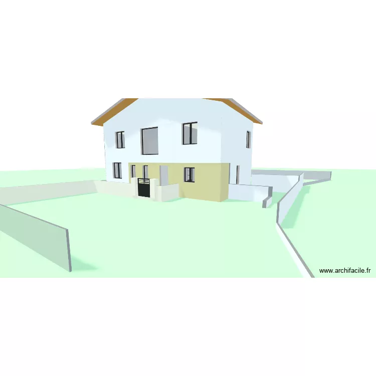 10-10 maison en L avec sous -sol. Plan de 