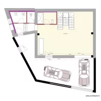 Plan RDC escalier bifurqu&eacute; central