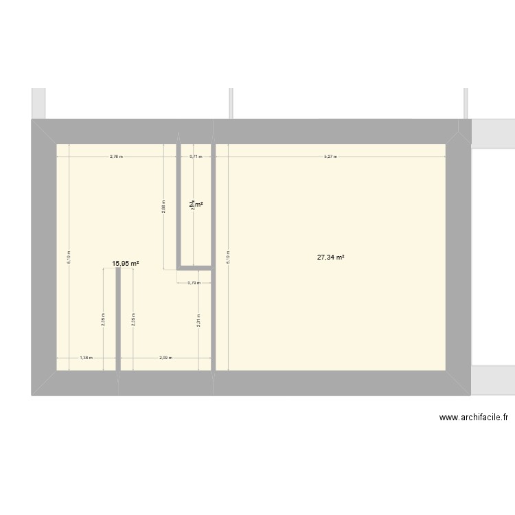 maison mamie plan actuel base rdc + étage 1. Plan de 4 pièces et 87 m2