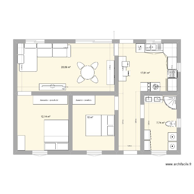 HAJ4. Plan de 5 pièces et 68 m2