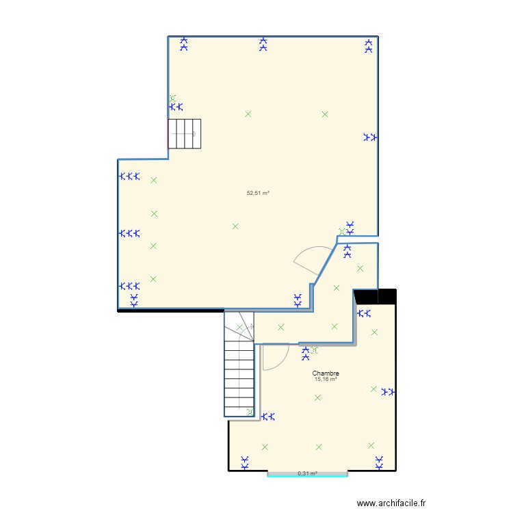 Elec Maison 2. Plan de 3 pièces et 68 m2