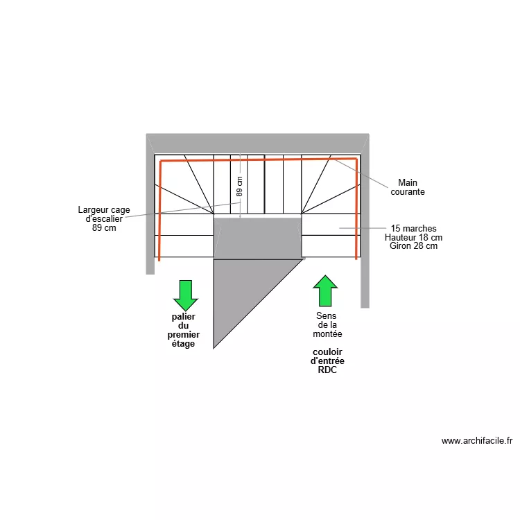 VAN DEPUTTE escalier existant. Plan de 