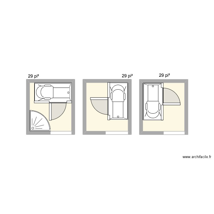 Bain Ghislain. Plan de 3 pièces et 8 m2