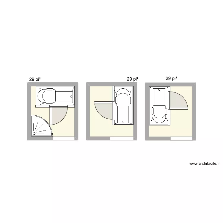 Bain Ghislain. Plan de 3  et 8 m²