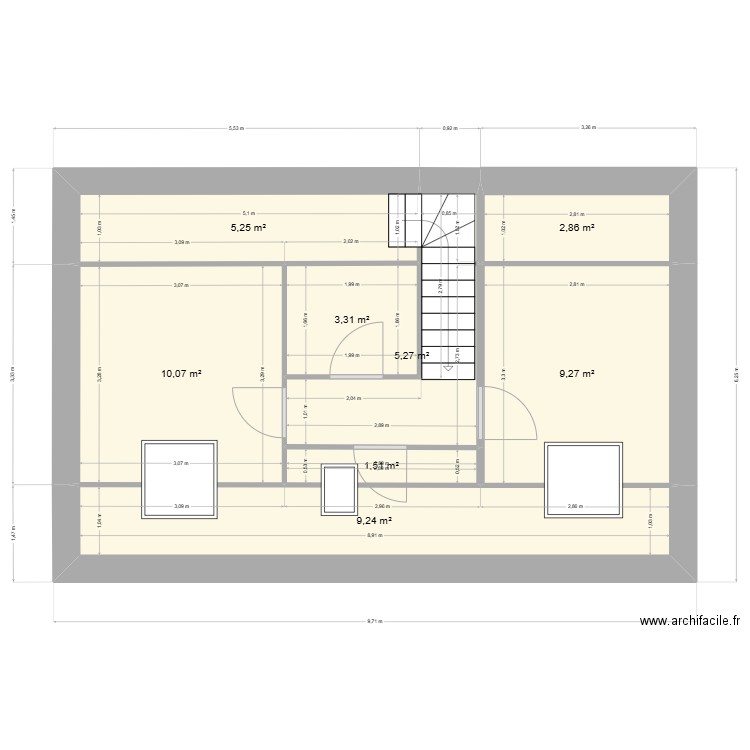 MAISON JULIA ETAGE 1. Plan de 8 pièces et 47 m2