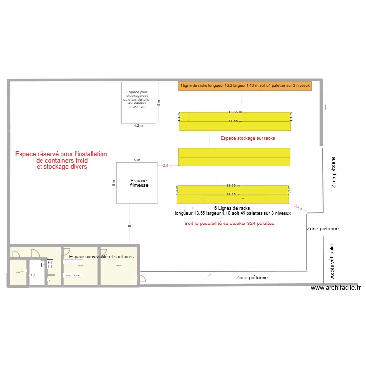 Espace containers 1-2. Plan de 4  et 60 m²
