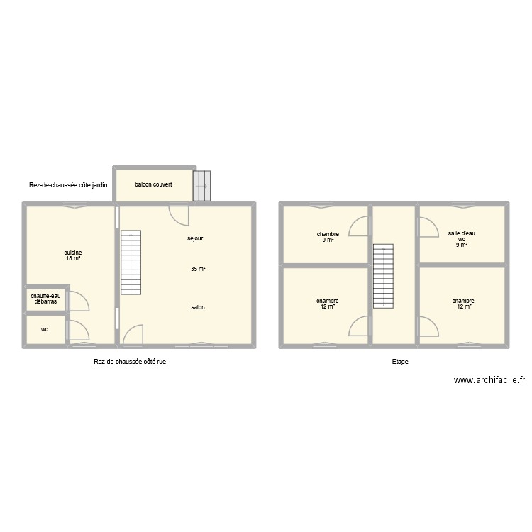 87G5385. Plan de 9 pièces et 103 m2