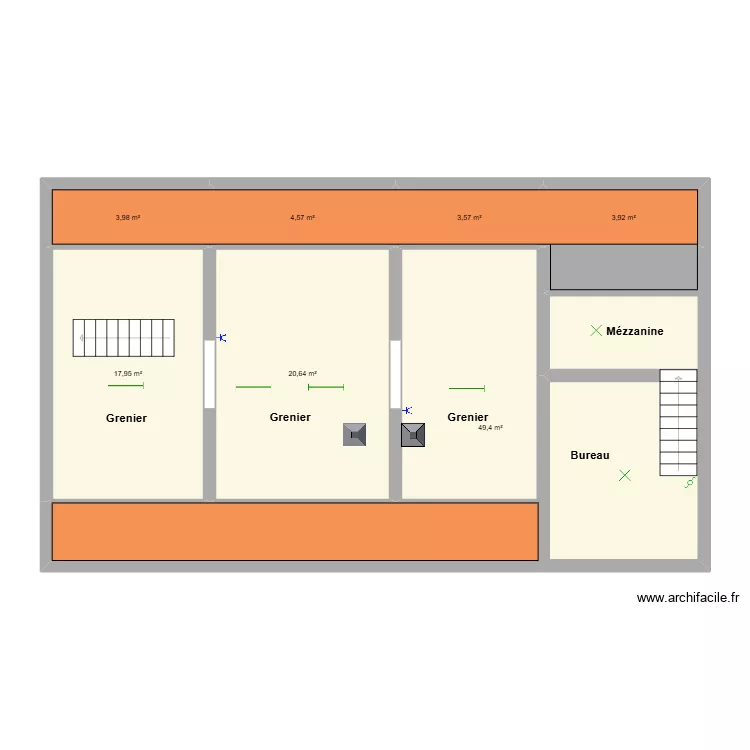 Grenier (Michel). Plan de 7  et 104 m²