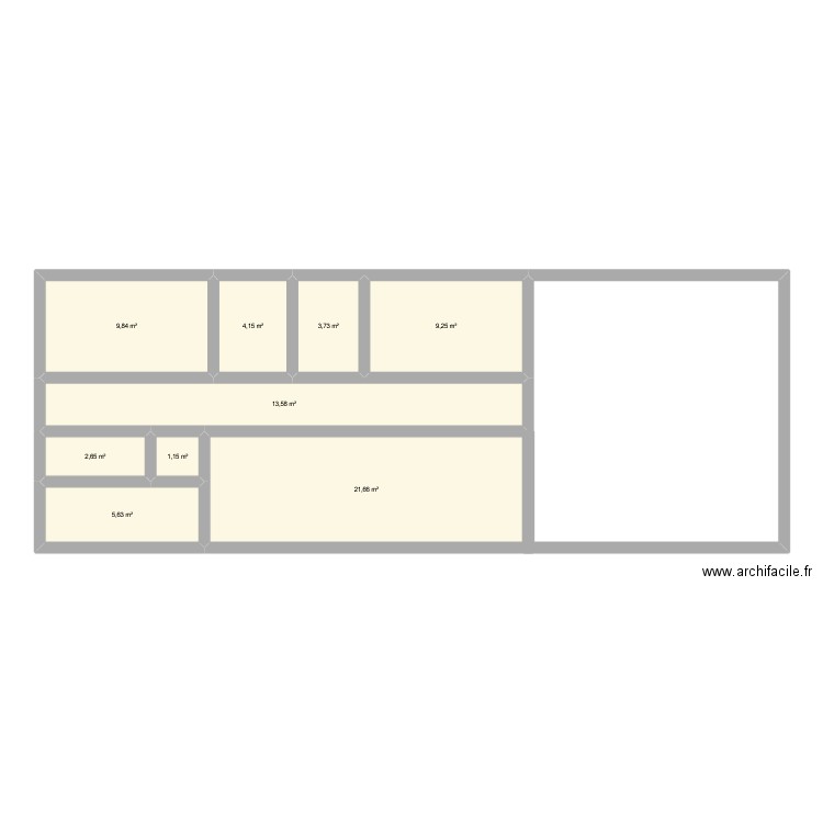 Plan par pièce. Plan de 9 pièces et 72 m2