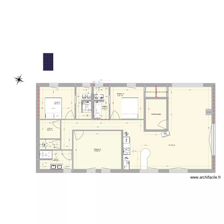 Plan par pi&egrave;ce. Plan de 12 pièces et 122 m²