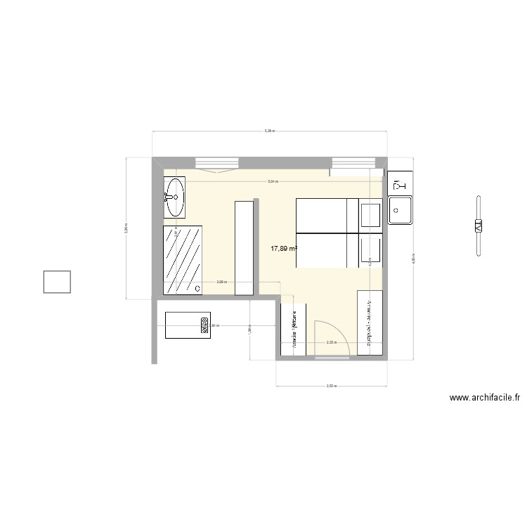 chambre parentale 3. Plan de 1 pièce et 18 m2