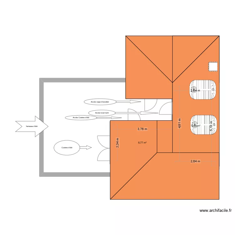 Toit terrasse Fetha et Youcef. Plan de 2 et 22 m² Toit terrasse Fetha et Youcef. Plan de 2 et 22 m²
