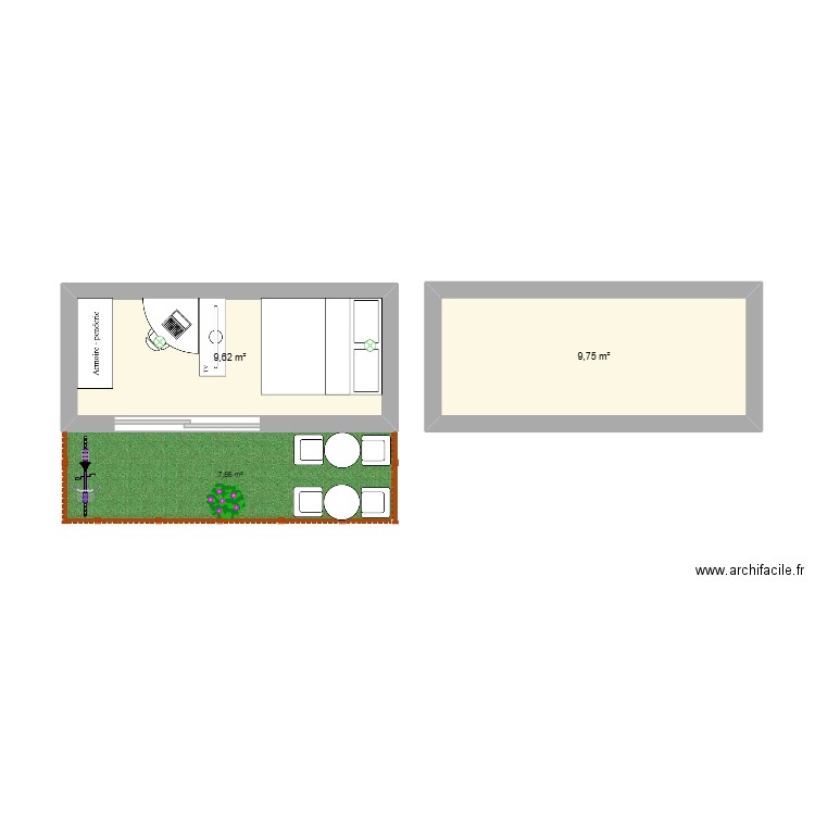 lol. Plan de 2 pièces et 19 m2