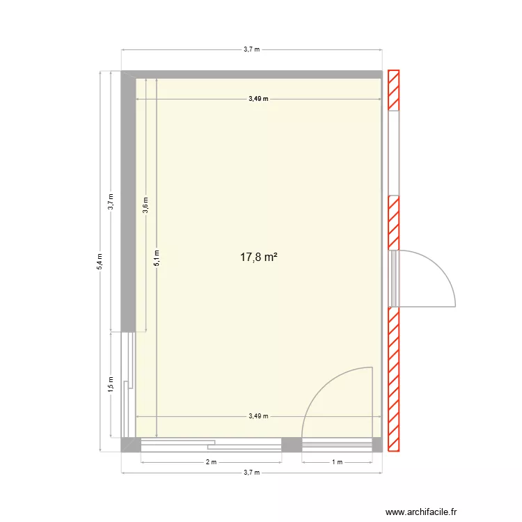 V&eacute;randa. Plan de 1  et 18 m²