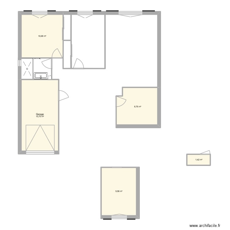Maison Pascal. Plan de 5 pièces et 47 m2