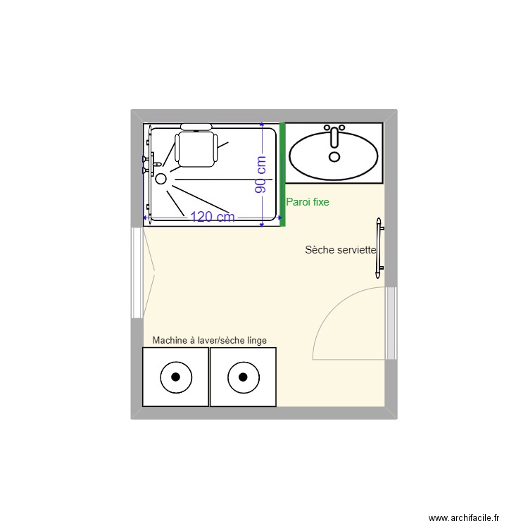 11-09 MENZLI après travaux. Plan de 1 pièce et 5 m2