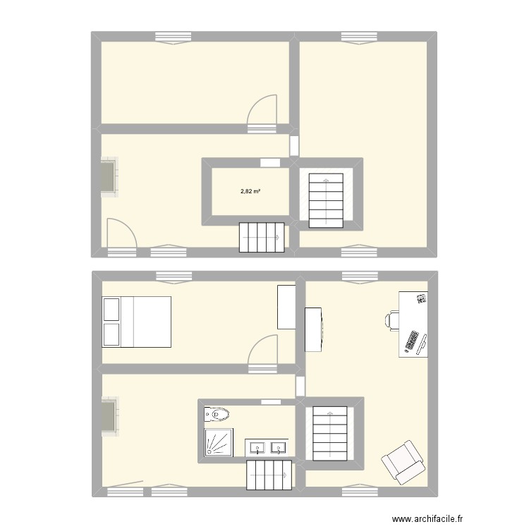 1er etage Veuvey. Plan de 10 pièces et 90 m2