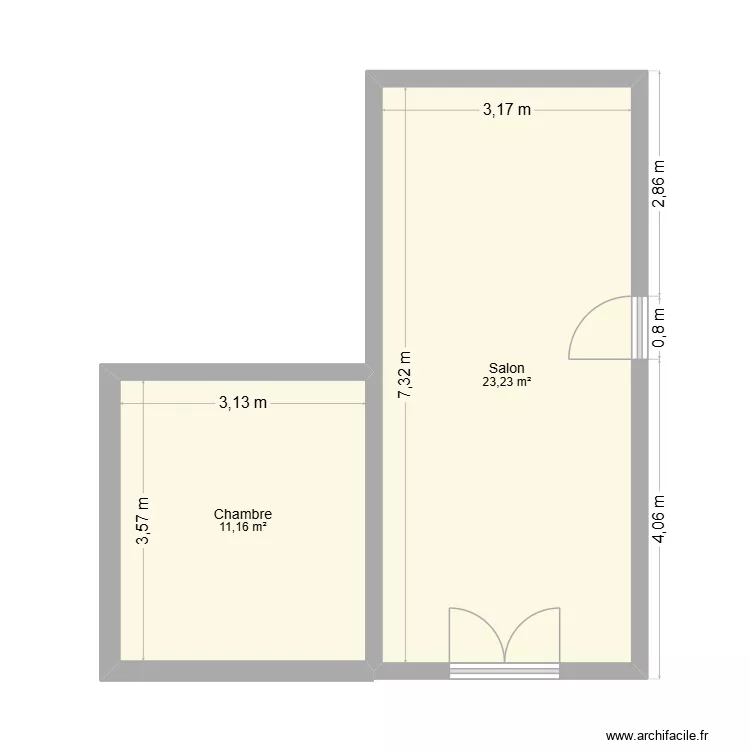 Coullée. Plan de 2 Pièces et 34 m² Coullée. Plan de 2 Pièces et 34 m²
