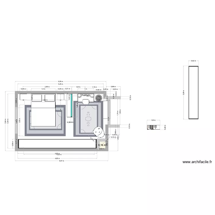 chambre Drolet v3 mesures. Plan de 