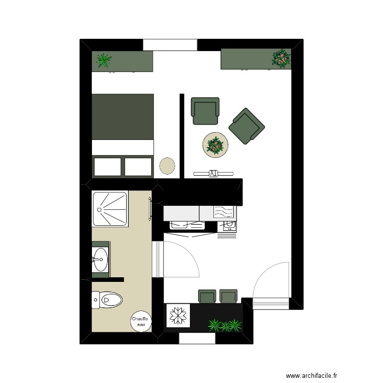 PLAN  2 HOELTER. Plan de 3 pièces et 25 m2