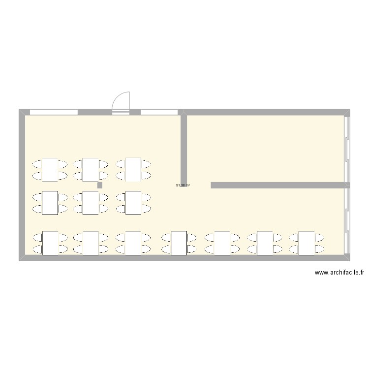 Rez de chaussée. Plan de 1 pièce et 91 m2