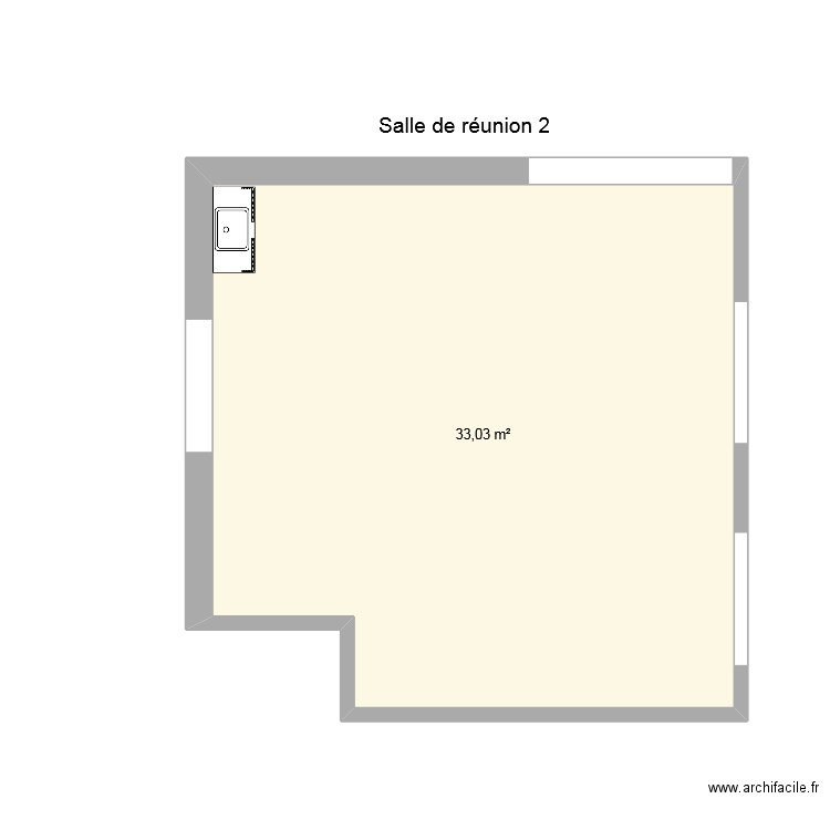 salle de réunion 2 vide. Plan de 1 pièce et 33 m2