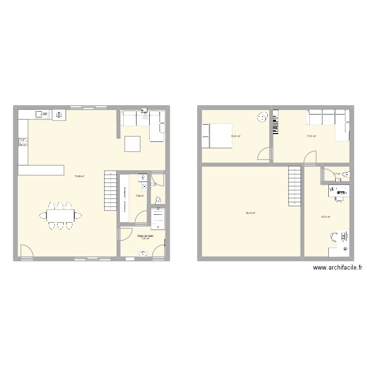 Maison dépendance 2. Plan de 8 pièces et 179 m2