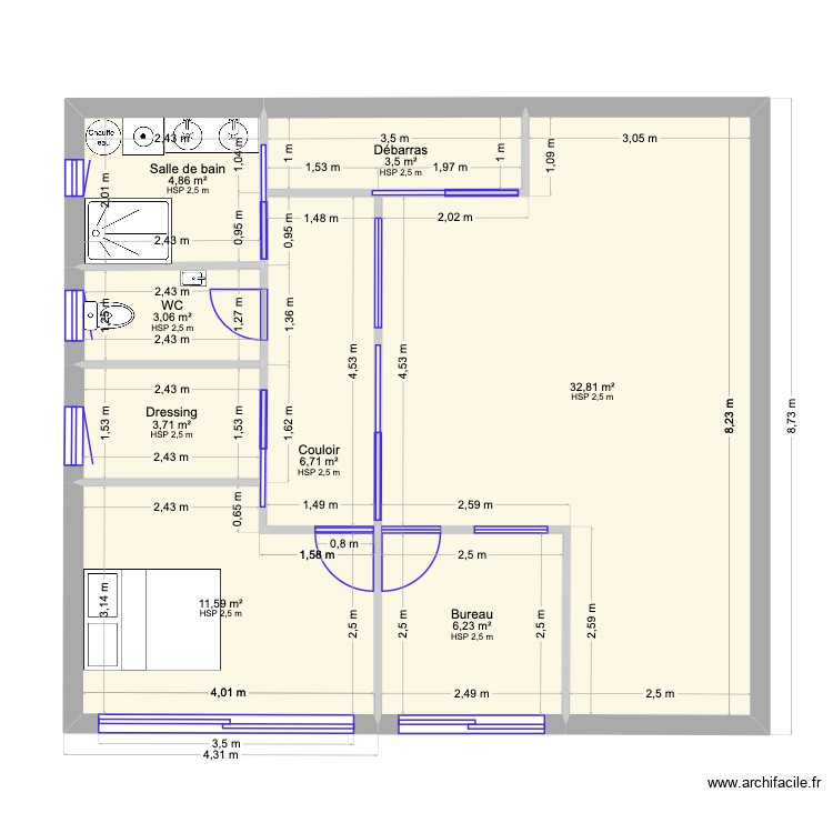 Ossature metallique 70m^2. Plan de 0 pièce et 0 m2