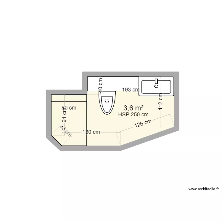 Salle de Bain 136 bis. Plan de 