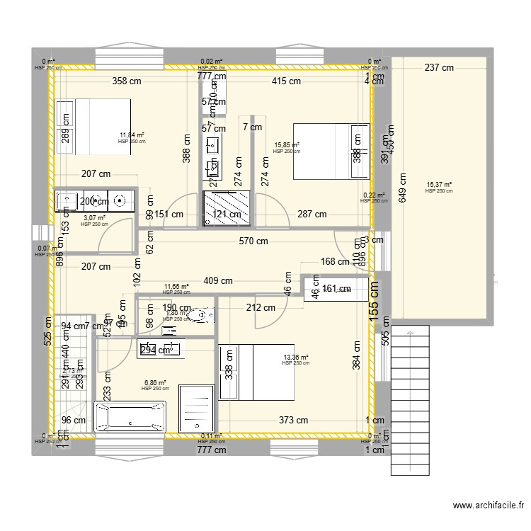 Plan avec rdc 3. Plan de 21 pièces et 168 m2