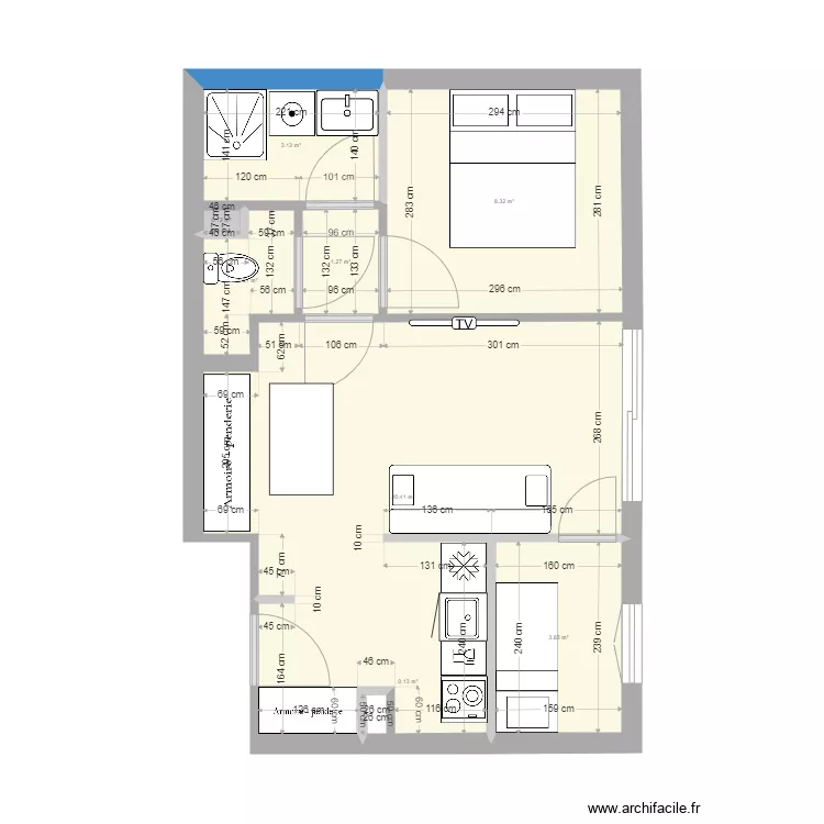 Cavalaire-Renov.cuisine-living. Plan de 